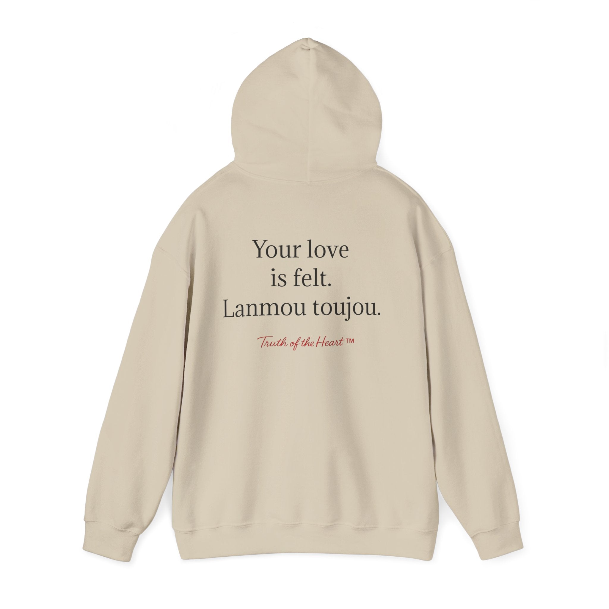 "Soft on hearts this season. Avèk lanmou." — Hoodie (Haitian Creole)