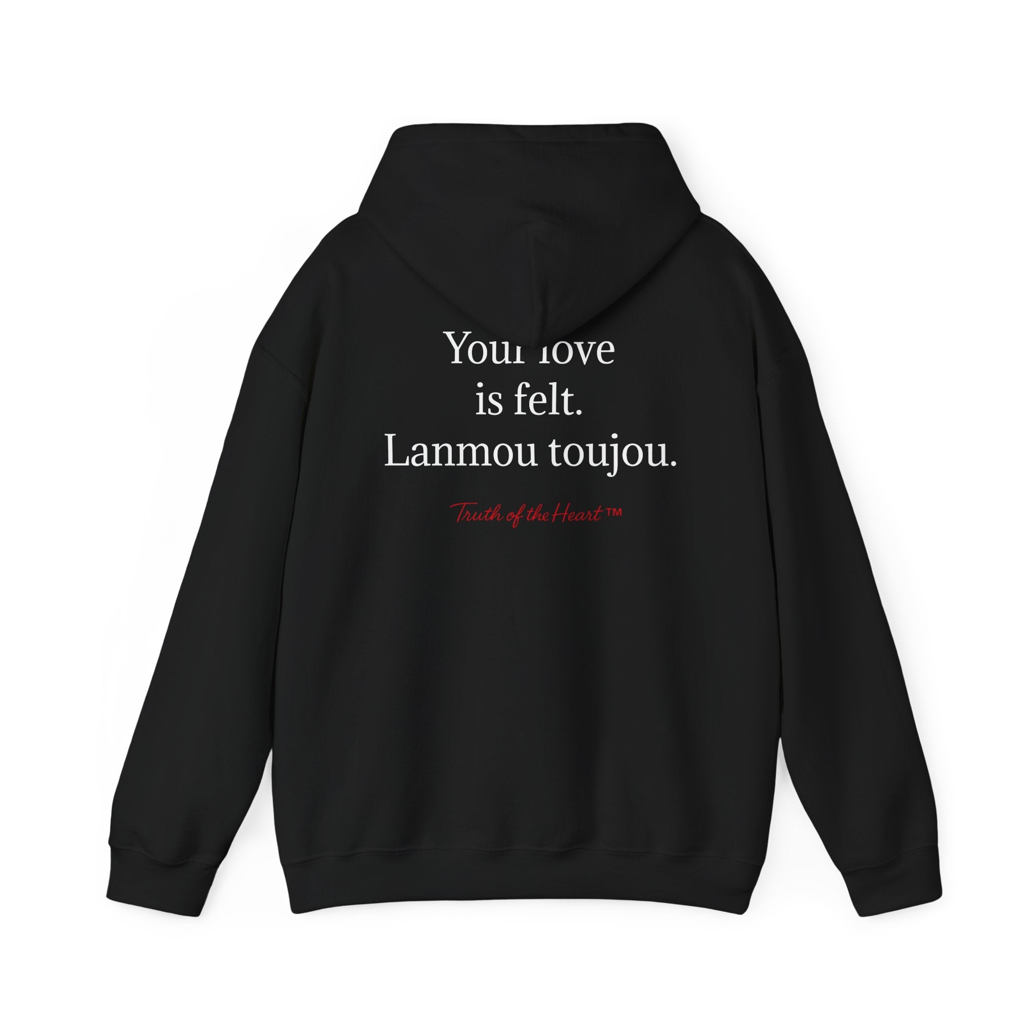 "Soft on hearts this season. Avèk lanmou." — Hoodie (Haitian Creole)