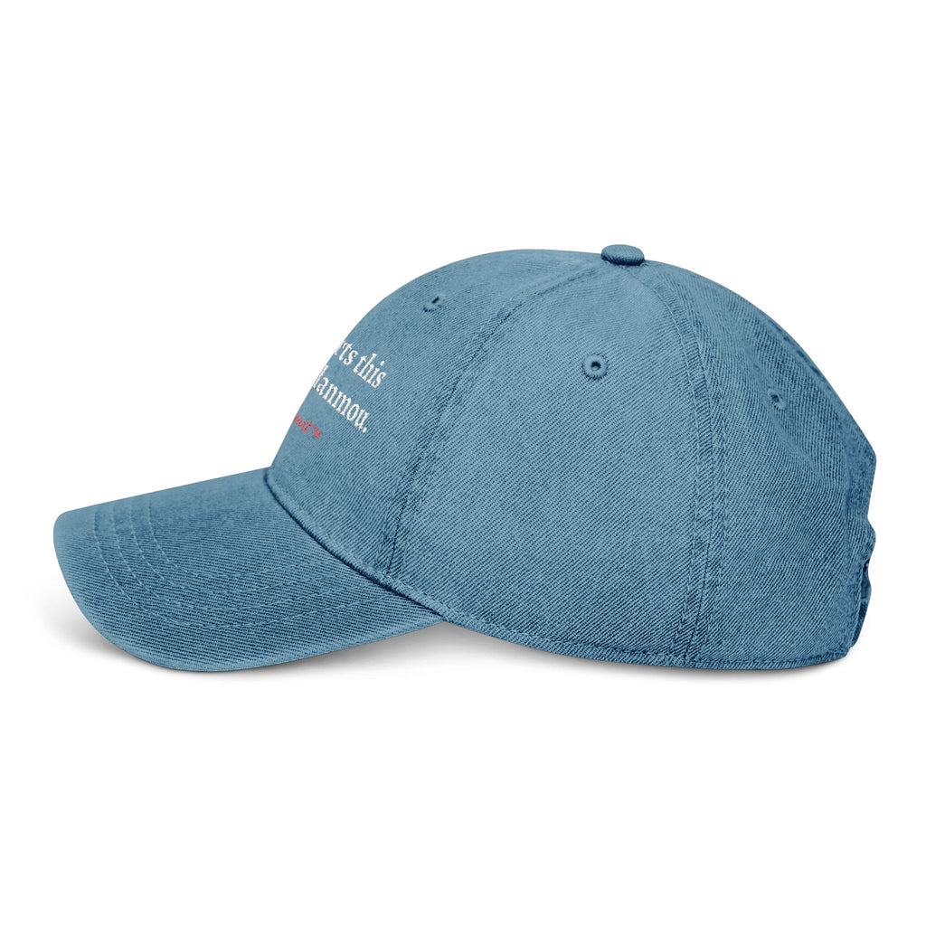 Denim Hat — “Soft on hearts this season, Avec l'amour” (Haitian Creole)